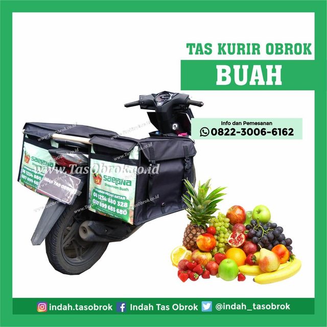 Tas kurir obrok untuk antar buah, saddle bag buah di motor, tas delivery buah segar
