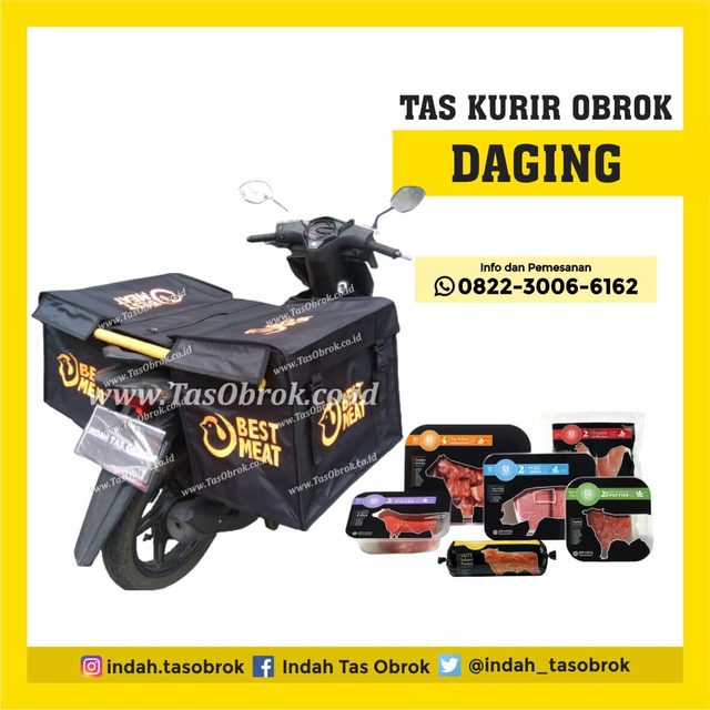 Tas delivery daging, saddle bag untuk antar daging segar di motor
