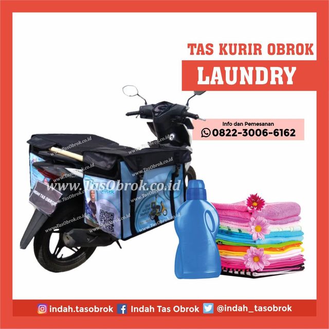 Tas delivery laundry, saddle bag untuk antar pakaian bersih di motor