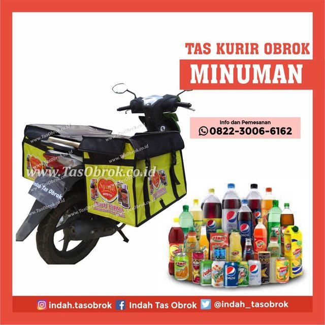 Tas delivery minuman, saddle bag untuk antar botol dan kaleng minuman