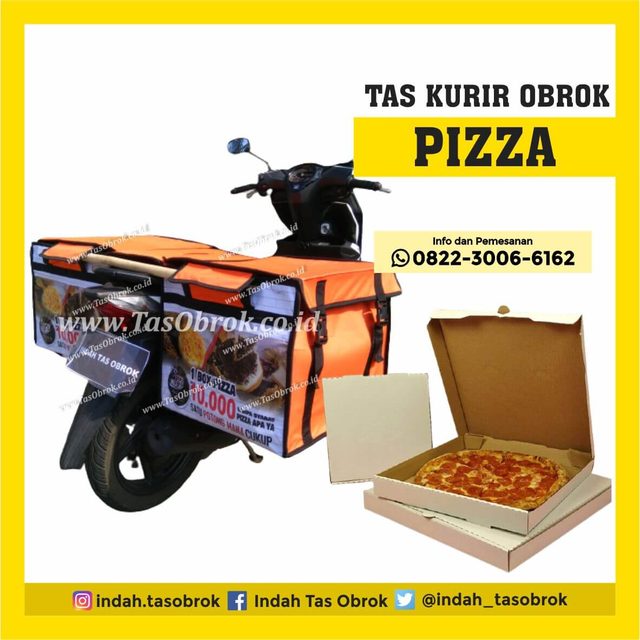 Tas delivery pizza di motor, saddle bag untuk antar kotak pizza tetap hangat